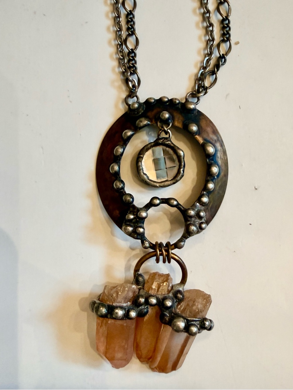 Free People Raw Crystal Mixed Metal Boho Statement Necklace